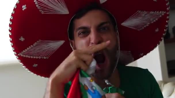 Mexican Fan Celebrating at Home - Footage, Video
