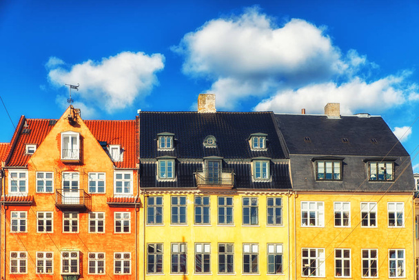 Nyhavn multicolored house facade in Copenhagen - Photo, Image