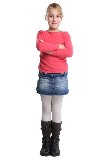 Child kid girl full body portrait isolated on white - Fotó, kép