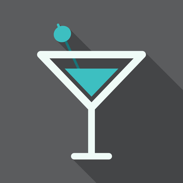 Cóctel Martini con ilustración de vectores de paja silueta de contorno aislado en el fondo. Bebida alcohólica icono de cóctel
 - Vector, imagen
