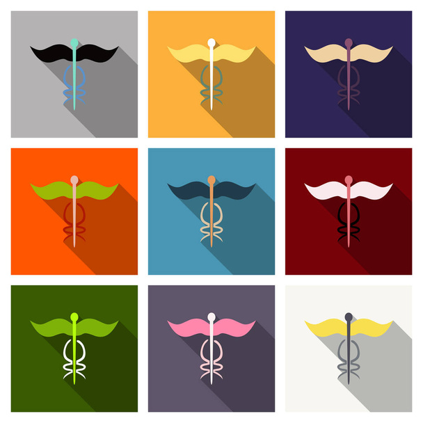Caduceus - medical sign in modern flat style. - Vector, Image