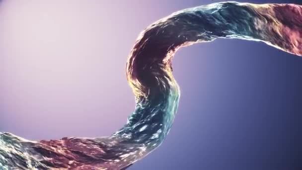 Pouring surreal curved rainbow water column stream digital simulation seamless loop slow motion isolated animation on gradient background new quality natural motion graphics cool nice beautiful 4k foo - Footage, Video