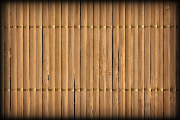 Rustikální přírodní hnědá bambusové prostírání laťkový prokládaný hrubé Vignette Grunge textury - Fotografie, Obrázek