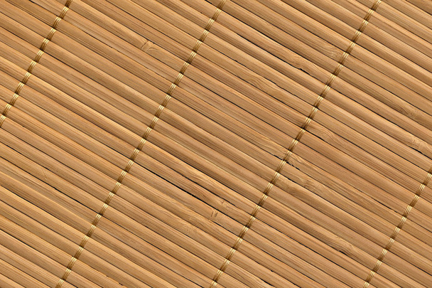 Rustic Natural Brown Slatted Bamboo Place Mat Interlaced Coarse Grain Grunge Texture - Photo, Image