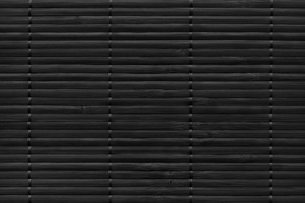 Black Rustic Slatted Bamboo Place Mat Interlaced Coarse Grain Grunge Texture - Photo, Image