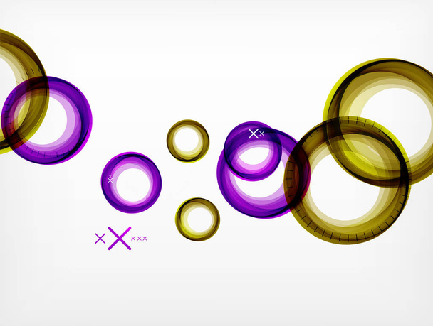 Vliegen abstracte cirkels, vector geometrische achtergrond, kleur luchtbellen, web-sjabloon voor spandoek, bedrijfs- of technologie achtergrond van de presentatie of elementen - Vector, afbeelding