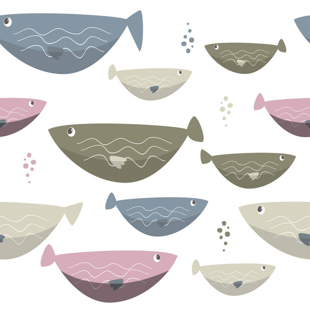 Naadloze zee vissen eenvoudig patroon. Wildlife achtergrond. - Vector, afbeelding