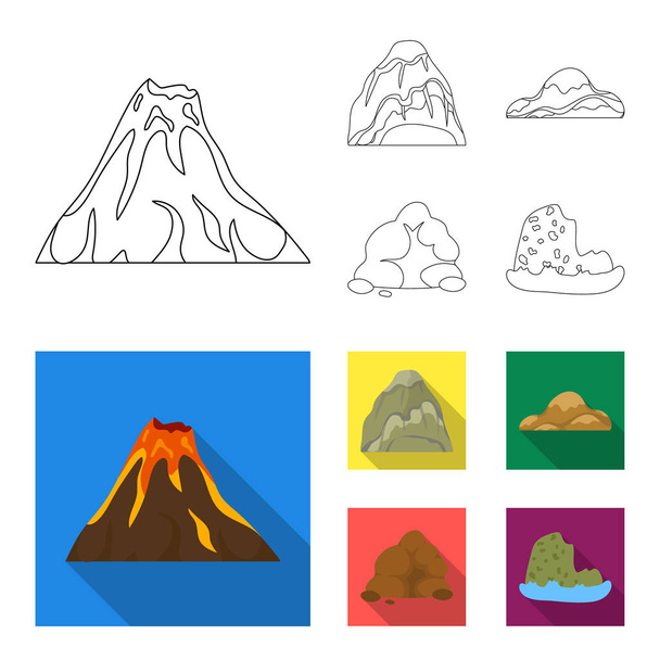 Boulders, a rounded mountain, rocks in the sea. Different mountains set collection icons in outline,flat style vector symbol stock illustration web. - Vettoriali, immagini