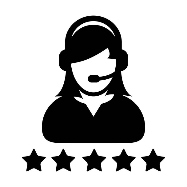 Service Icon Vector Customer Star Ratings for Female Online Support Person Profile Avatar - Vector, Image