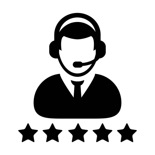 Service Icon Vector Customer Star Ratings for Male Online Support Person Profile Avatar  - Vector, Image