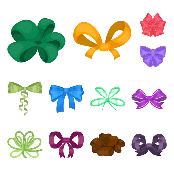 Multicolored bows cartoon icons in set collection for design.Bow for decoration vector symbol stock web illustration. - Vector, Image