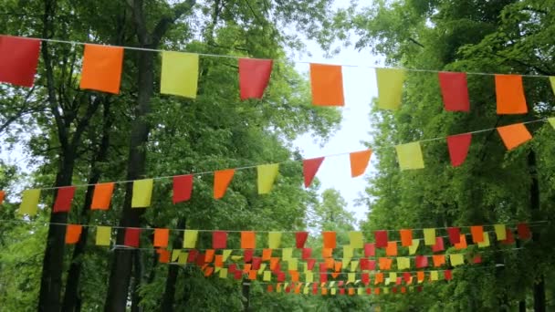 Decorative garlands of colorful rectangular flags - Footage, Video