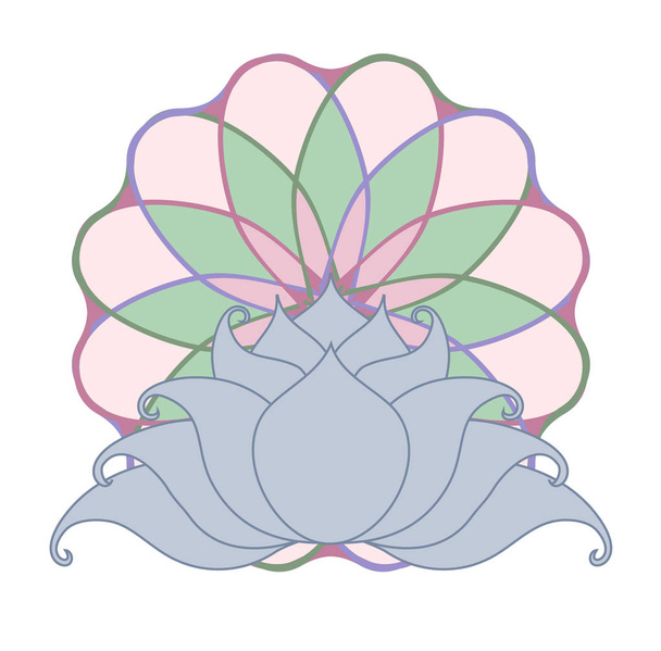Lotos i mandala. Wektorowy wizerunek stylizowanego kwiatu Lotosu w stylu vintage z mandalą. - Wektor, obraz