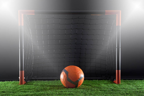 Fotbalové mistrovství světa nebo Football League Championship koncept s fotbalový míč a stadionu světel - Fotografie, Obrázek