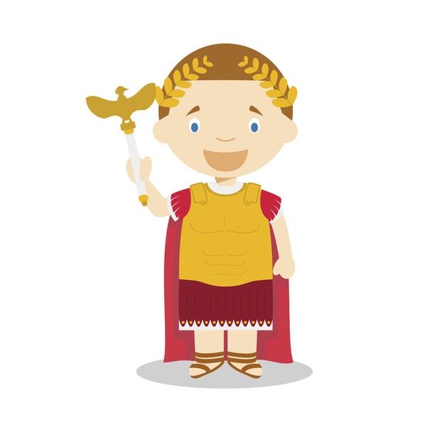 Emperor Augustus cartoon character. Vector Illustration. Kids History Collection. - Вектор, зображення