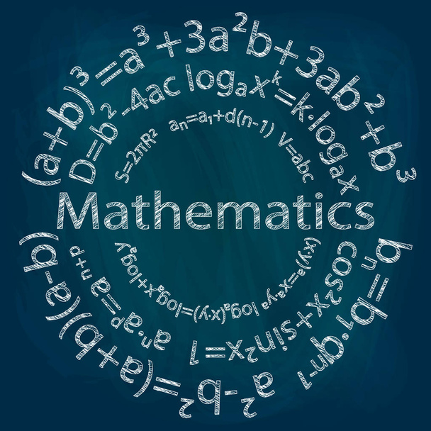 Drawing formulas in mathematics, arranged along a circle - Vector, Image