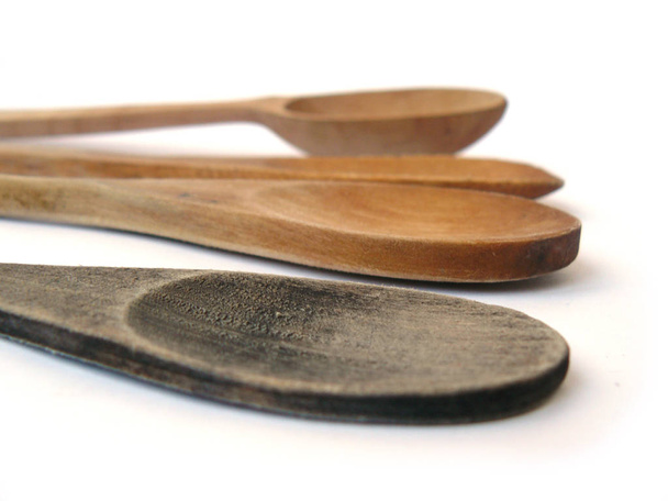 Utensilios de cocina, juego de cocina de madera, cuchara de madera, espátula de cocina, utensilios para cocinar. Cabeza stock imagen
 - Foto, Imagen