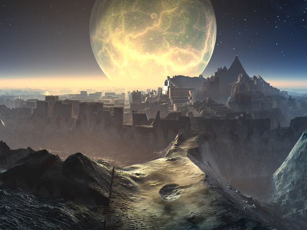 ruinas ciudad extraterrestre de la luna - Foto, imagen
