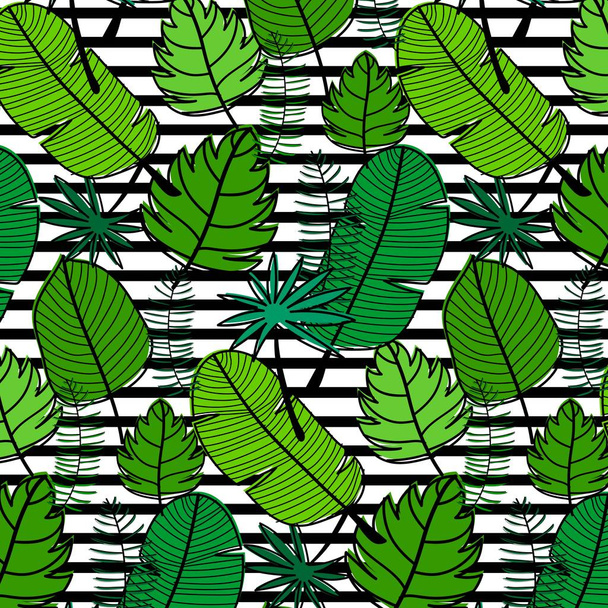 Tropical Pattern Background. Hand Drawn Vector Illustration. - Vettoriali, immagini