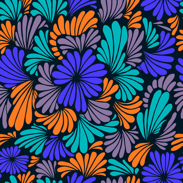 Vector seamless background with bright wild flowers. - Vector, Imagen