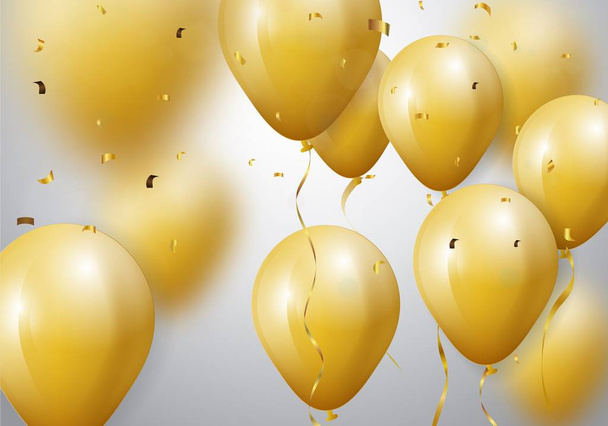 golden balloons over light background - Vector, Image