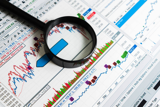 Finansal analizi ve grafikler. Forex ve hisse senedi piyasaları arka plan - Fotoğraf, Görsel