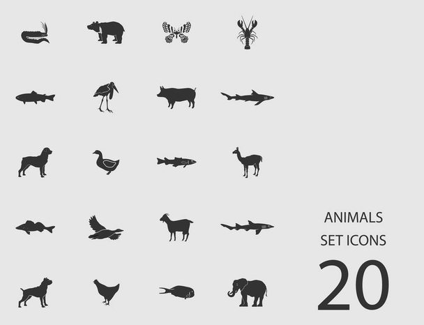 Tiere Set von flachen Symbolen. Vektorillustration - Vektor, Bild