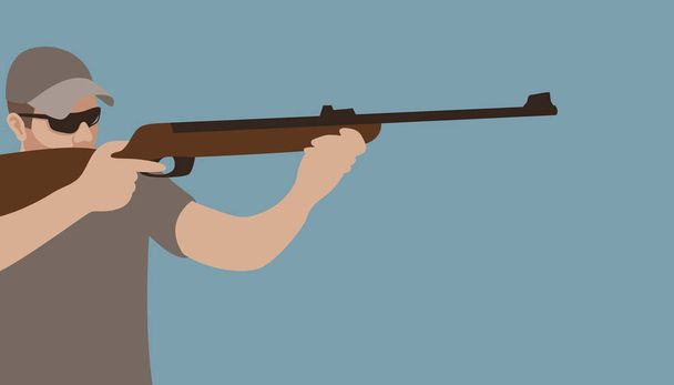 ένας άνθρωπος με ένα πυροβόλο όπλο διανυσματικά εικονογράφηση στυλ επίπεδη προφίλ  - Διάνυσμα, εικόνα