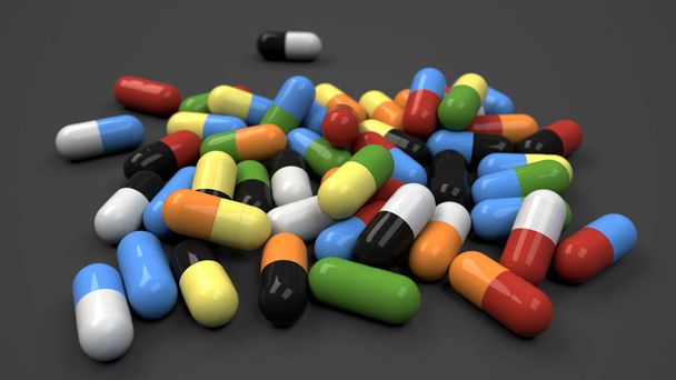 Pile of colorful medicine capsules - Foto, Bild