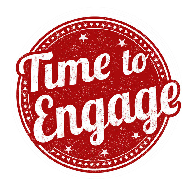 Time to engage grunge rubber stamp - Vector, Image