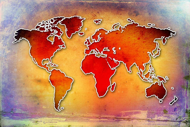 Παγκόσμιο χάρτη χρώμα σχέδιο τέχνης - Φωτογραφία, εικόνα