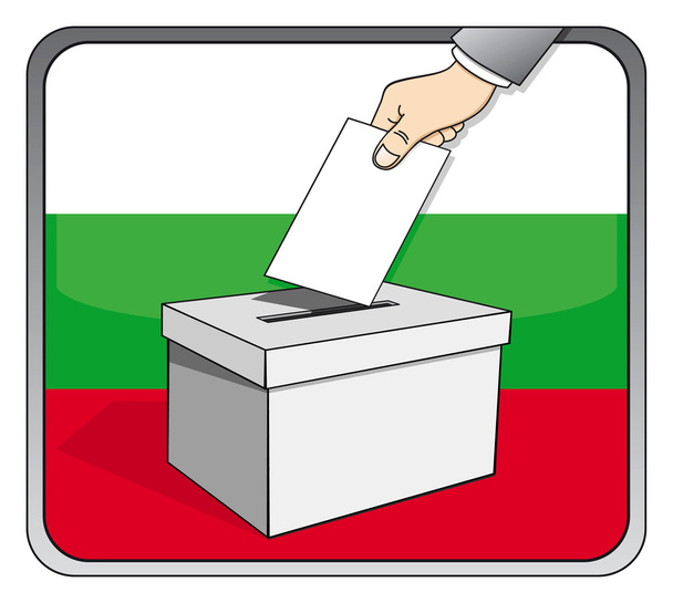 Wahlen in Bulgarien - Wahlurne und Nationalflagge - Vektor, Bild