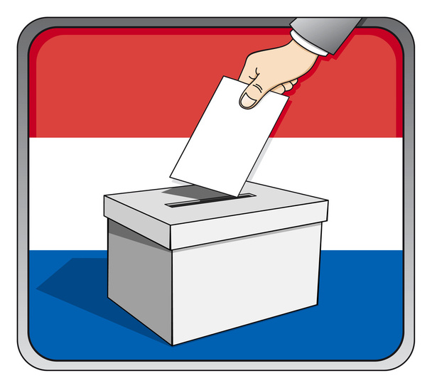 Выборы в Нидерландах - урна для голосования и национальный флаг
 - Вектор,изображение