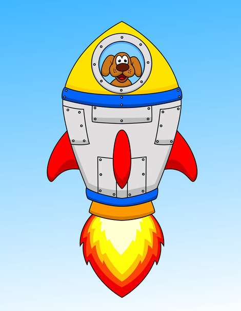 Zeichentrickfilm-Astronaut im Raumschiff - Vektor, Bild