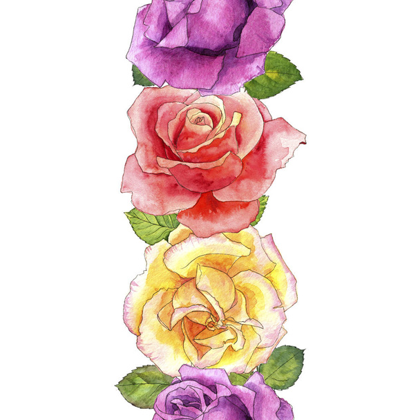 seamless pattern with watercolor drawing roses - Foto, afbeelding