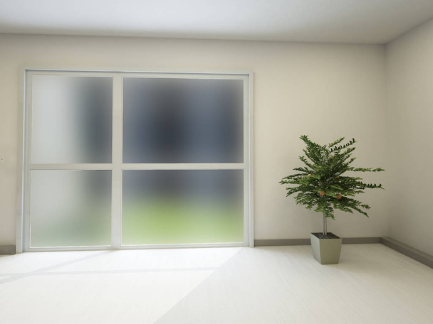 az ablak mellett, 3D-s r zöld növény - Fotó, kép