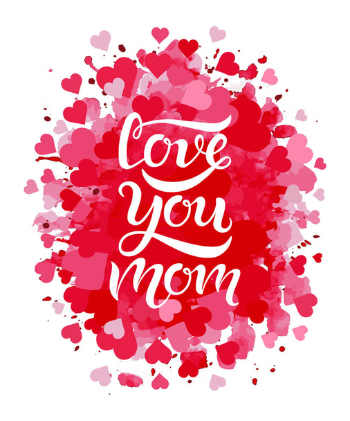Love you mom typography lettering poster - Vector, Image