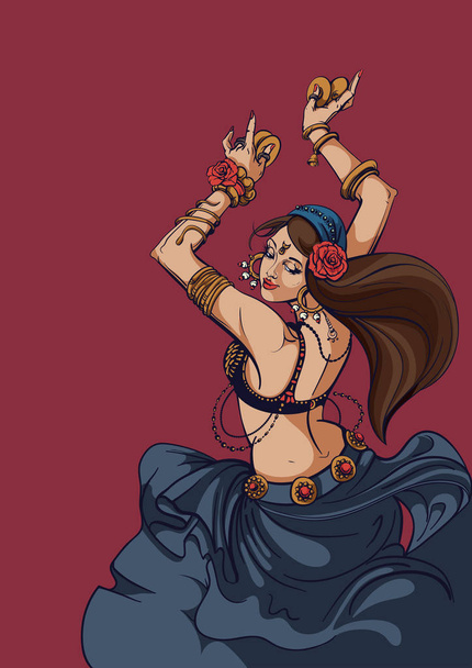 Tribal Fusion bellydance dancer graphic design - Vector, Image