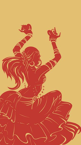 Tribal Fusão bellydance dançarina silhueta stencil design gráfico
 - Vetor, Imagem