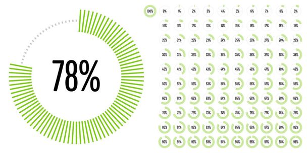 Set of circle percentage diagrams from 0 to 100 ready-to-use for web design, user interface (UI) or infographic - indicator with green - Vecteur, image