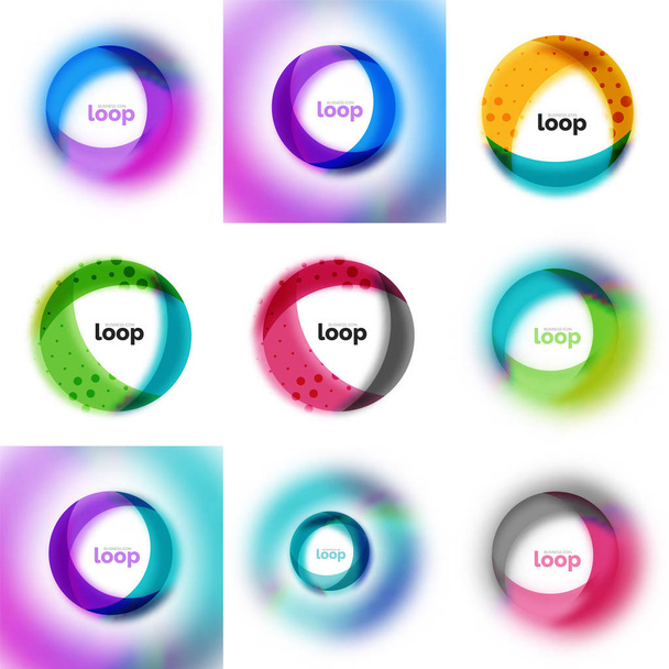 Instellen van loop, de pictogrammen van de bedrijfs van de oneindigheid, abstract begrip gemaakt met transparante vormen en wazig effecten - Vector, afbeelding
