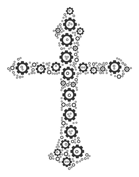 Christian Cross Composition of Cog - Wektor, obraz