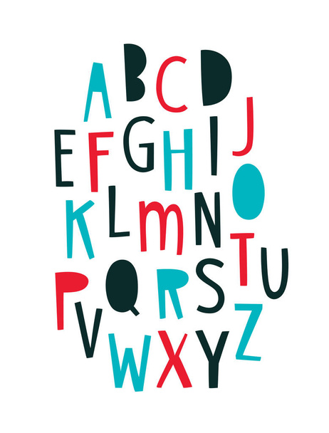 Kids geometric font. English alphabet - Vettoriali, immagini