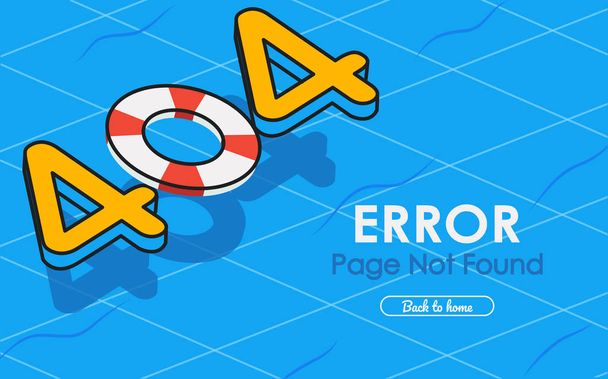 404 error page not found vector in swimming pool graphic - Vector, Image