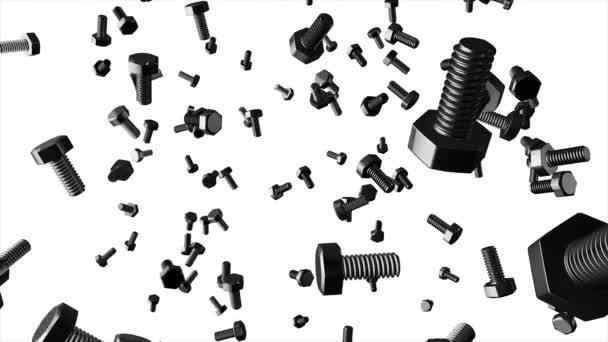 Illustration of bolts on a white background. Various views of the bolt , Closeup isolated on a white background - Footage, Video