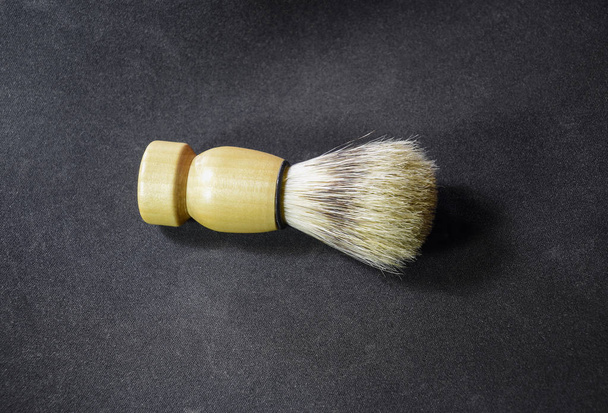 Classic shaving brush with raccoon fur - Фото, изображение