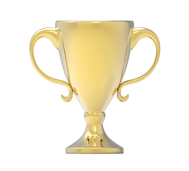 Zlatá trofej. 3D obrázek izolovaných na bílém pozadí - Fotografie, Obrázek