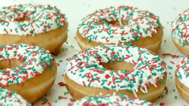 sweet homemade donuts with sugar sprinkles on top - Footage, Video