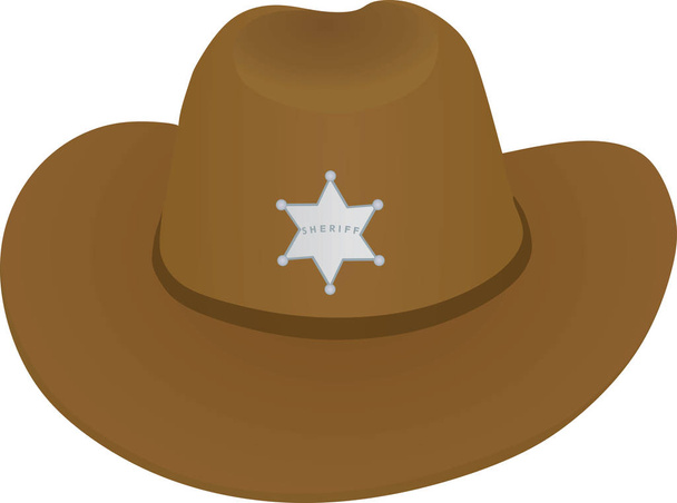 Sheriff hoed. Vooraanzicht, vectorillustratie - Vector, afbeelding