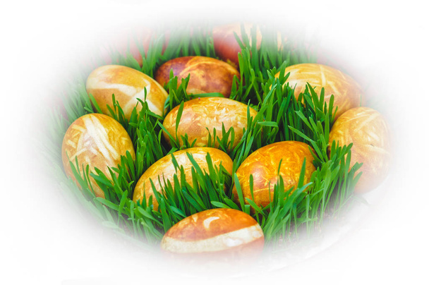 hnědý malovaná velikonoční vajíčka - Fotografie, Obrázek